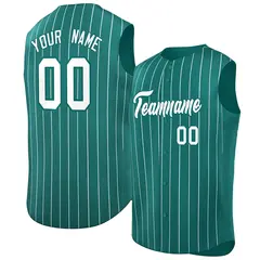 Aqua White-Aqua Striped Sleeveless Fashion Baseball Jersey 1
