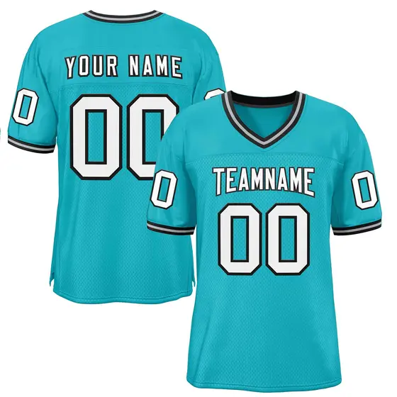 Aqua White-Black Classic Authentic Football Jersey