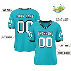 Aqua White-Black Classic Authentic Football Jersey 2