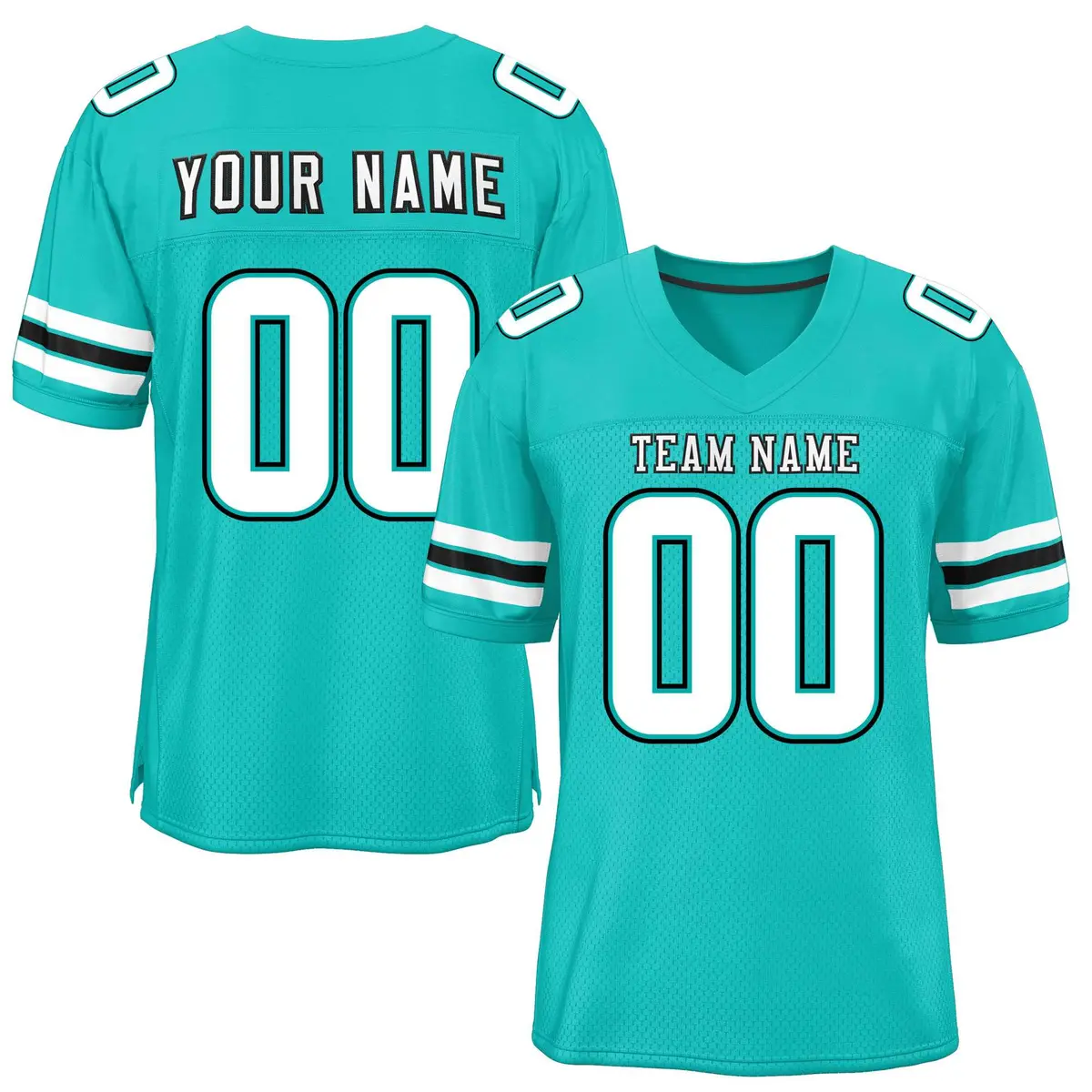 Aqua White-Black Classic Mesh Authentic Football Jersey