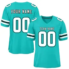 Aqua White-Black Classic Mesh Authentic Football Jersey 1