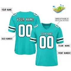 Aqua White-Black Classic Mesh Authentic Football Jersey 2