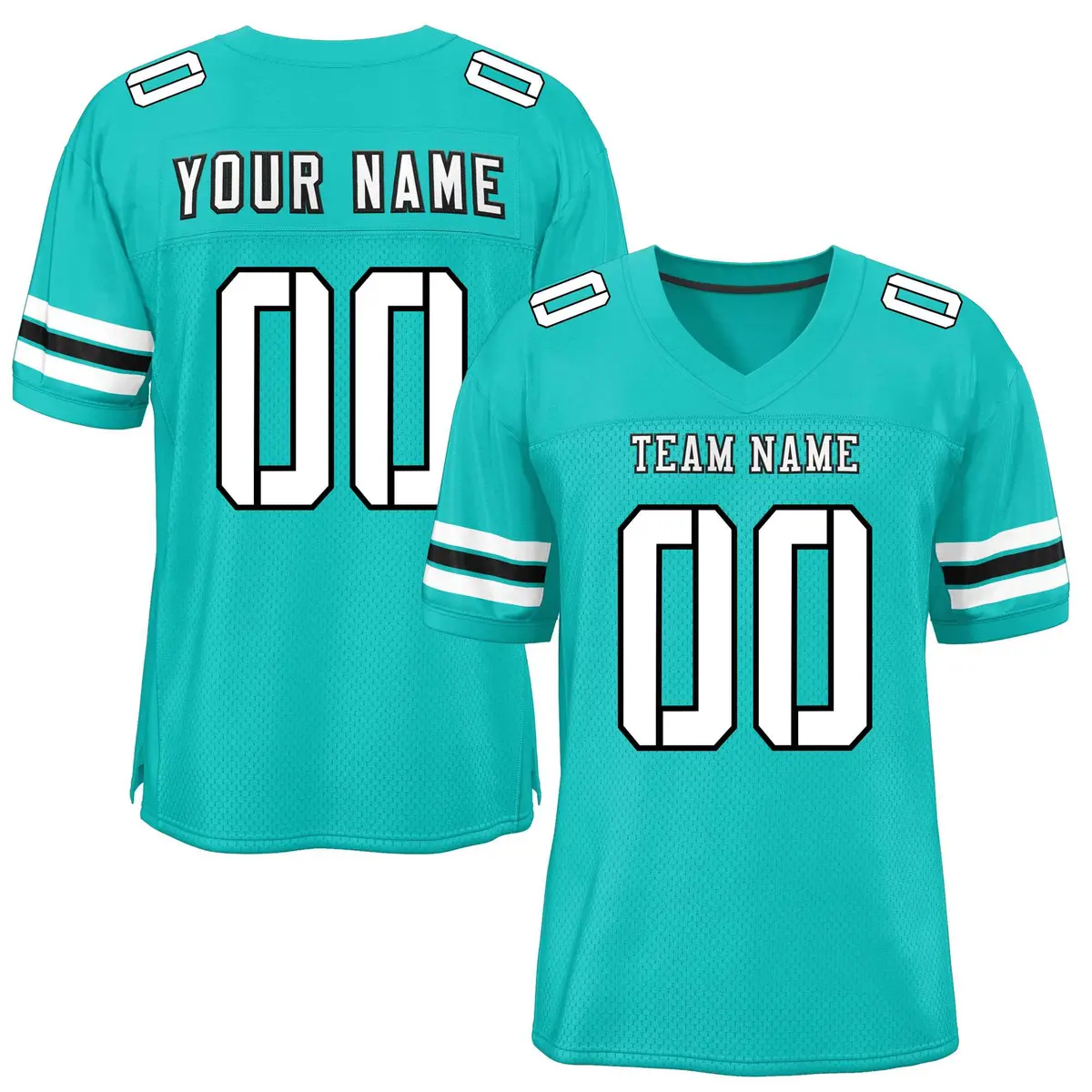 Aqua White-Black Classic Mesh Authentic Football Jersey