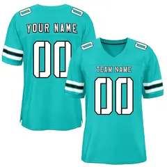 Aqua White-Black Classic Mesh Authentic Football Jersey 1