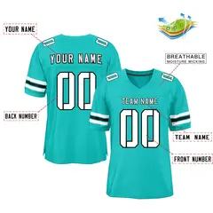 Aqua White-Black Classic Mesh Authentic Football Jersey 2