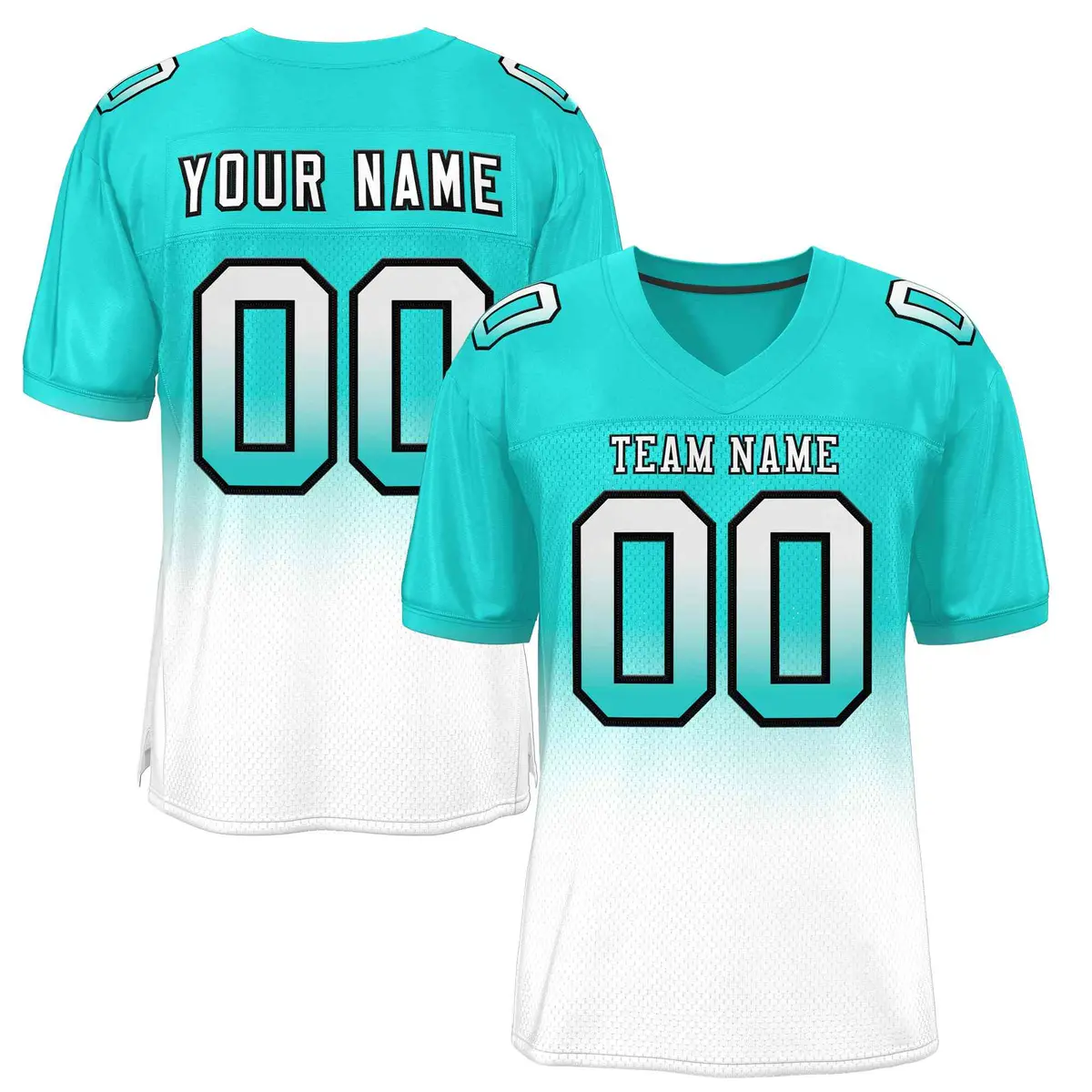 Aqua White-Black Gradient Fashion Outdoor Football Jersey