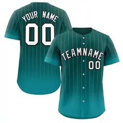 Aqua White-Black Gradient Stripe Baseball Jersey