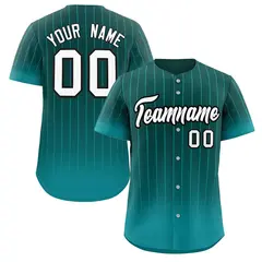 Aqua White-Black Gradient Stripe Baseball Jersey