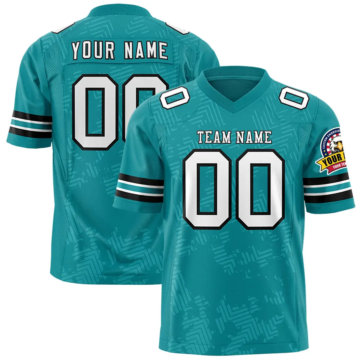 Aqua White-Black Graffiti Line Authentic Football Jersey