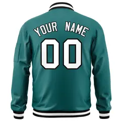 Aqua White-Black Varsity Full-Zip Letterman Bomber Jacket 4