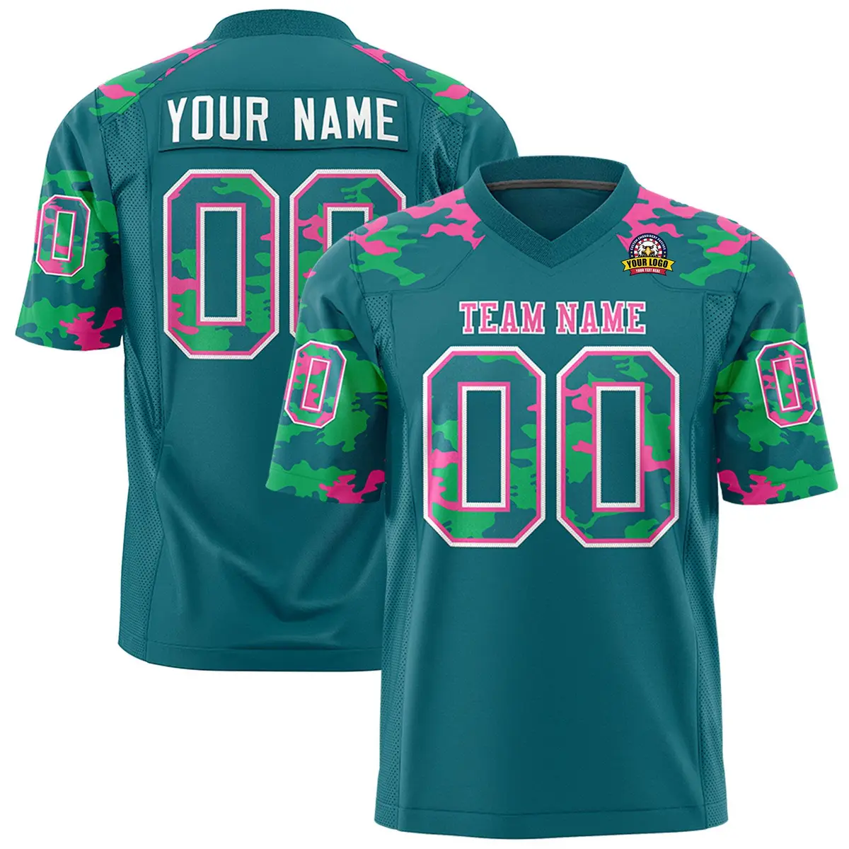 Aqua White Camo Authentic Football Jersey