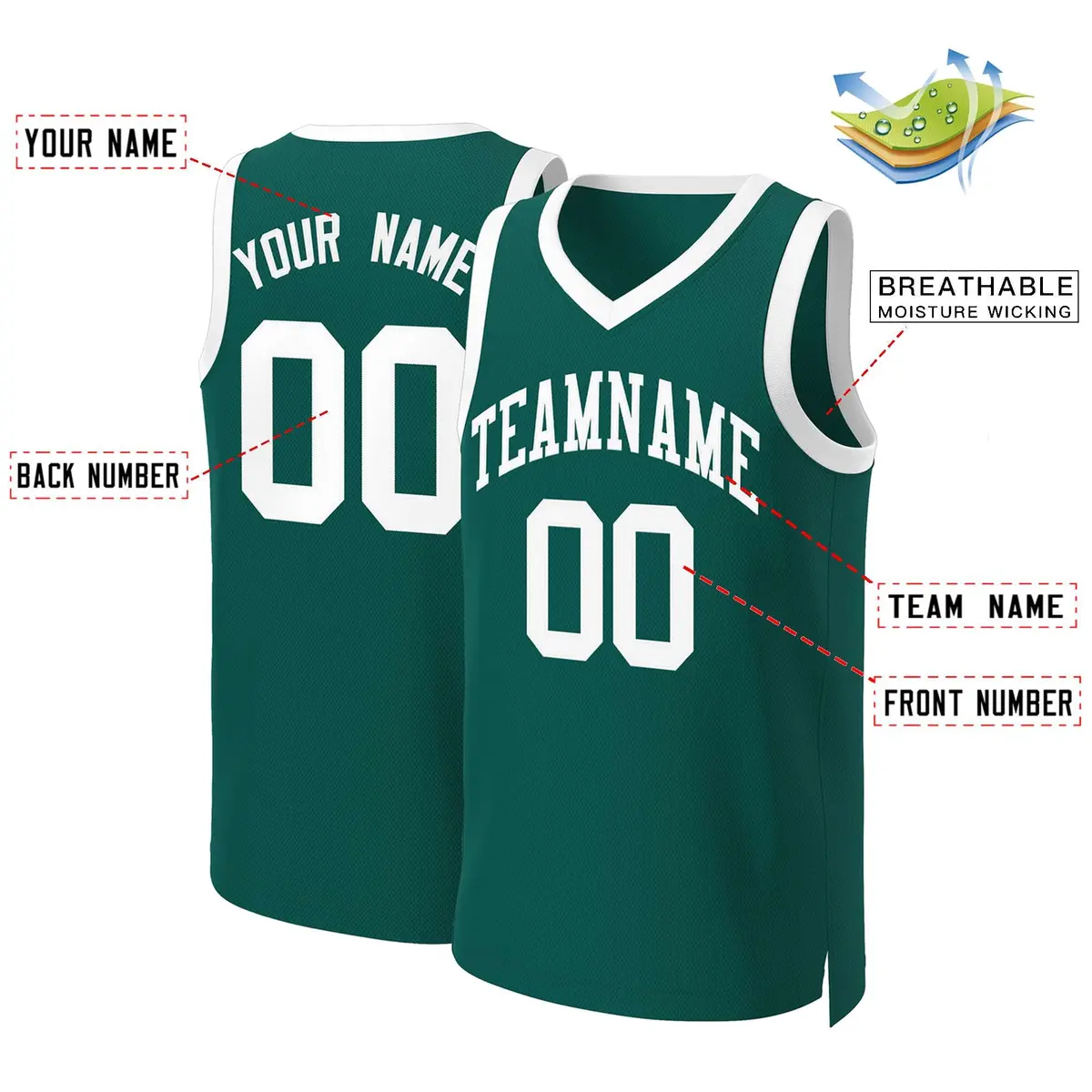 Aqua White Classic Basketball Jersey