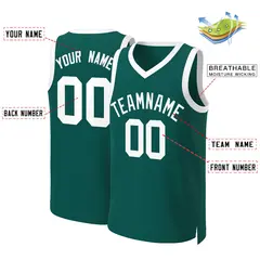 Aqua White Classic Basketball Jersey 2