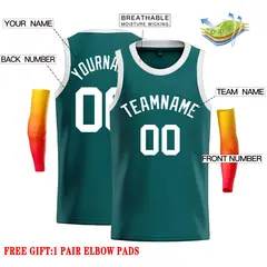 Aqua White Classic Casual Basketball Jersey 2