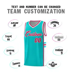 Aqua White Classic Color Block Uniform Basketball Jersey 4