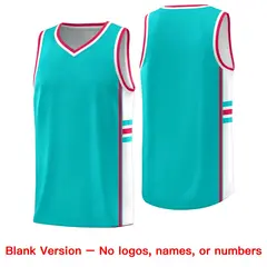 Aqua White Classic Color Block Uniform Basketball Jersey 6