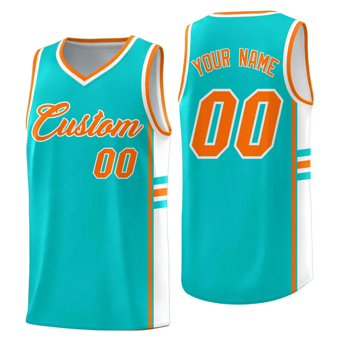 Aqua White Classic Color Block Varsity Basketball Jersey