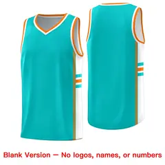 Aqua White Classic Color Block Varsity Basketball Jersey 6