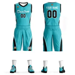 Aqua White Classic Mesh Basketball Jersey Sets