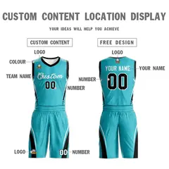 Aqua White Classic Mesh Basketball Jersey Sets 3