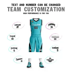 Aqua White Classic Mesh Basketball Jersey Sets 4