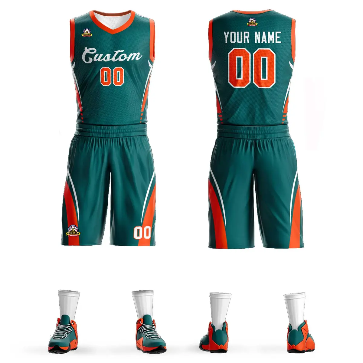 Aqua White Classic Mesh Basketball Jersey Sets