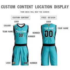 Aqua White Classic Mesh Basketball Jersey Sets 3