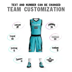 Aqua White Classic Mesh Basketball Jersey Sets 4