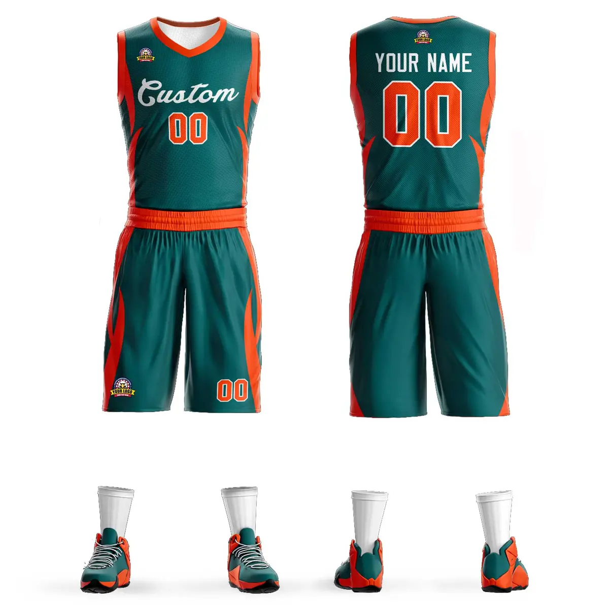 Aqua White Classic Mesh Basketball Jersey Sets