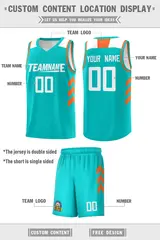 Aqua White Classic Sets Sports Uniform Basketball Jersey 2