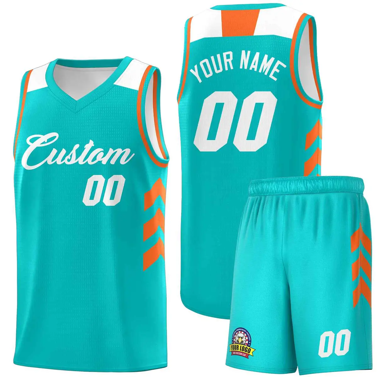 Aqua White Classic Sets Sports Uniform Basketball Jersey