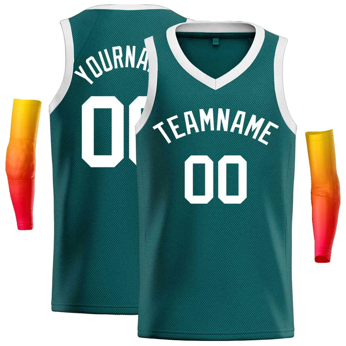Aqua White Classic Tops Men Casual Basketball Jersey