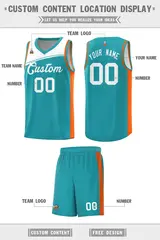 Aqua White Color Block Basketball Team Jersey 2