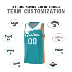 Aqua White Color Block Basketball Team Jersey 3