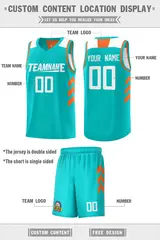 Aqua White Double Side Sets Basketball Jersey for Men 2
