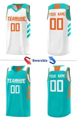 Aqua White Double Side Sets Basketball Jersey for Men 3