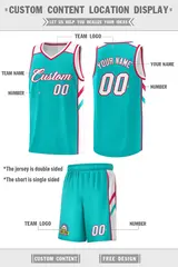 Aqua White Double Side Sets Basketball Jersey for Men 2