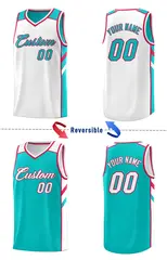 Aqua White Double Side Sets Basketball Jersey for Men 3