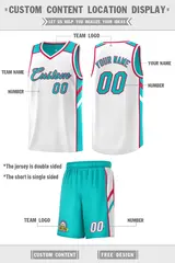 Aqua White Double Side Sets Basketball Jersey for Men 4