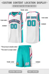 Aqua White Double Side Sets Basketball Jersey for Men 2