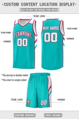 Aqua White Double Side Sets Basketball Jersey for Men 4