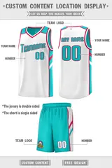 Aqua White Double Side Sets Basketball Jersey for Men 2