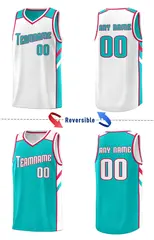 Aqua White Double Side Sets Basketball Jersey for Men 3