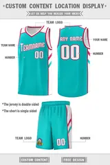 Aqua White Double Side Sets Basketball Jersey for Men 4