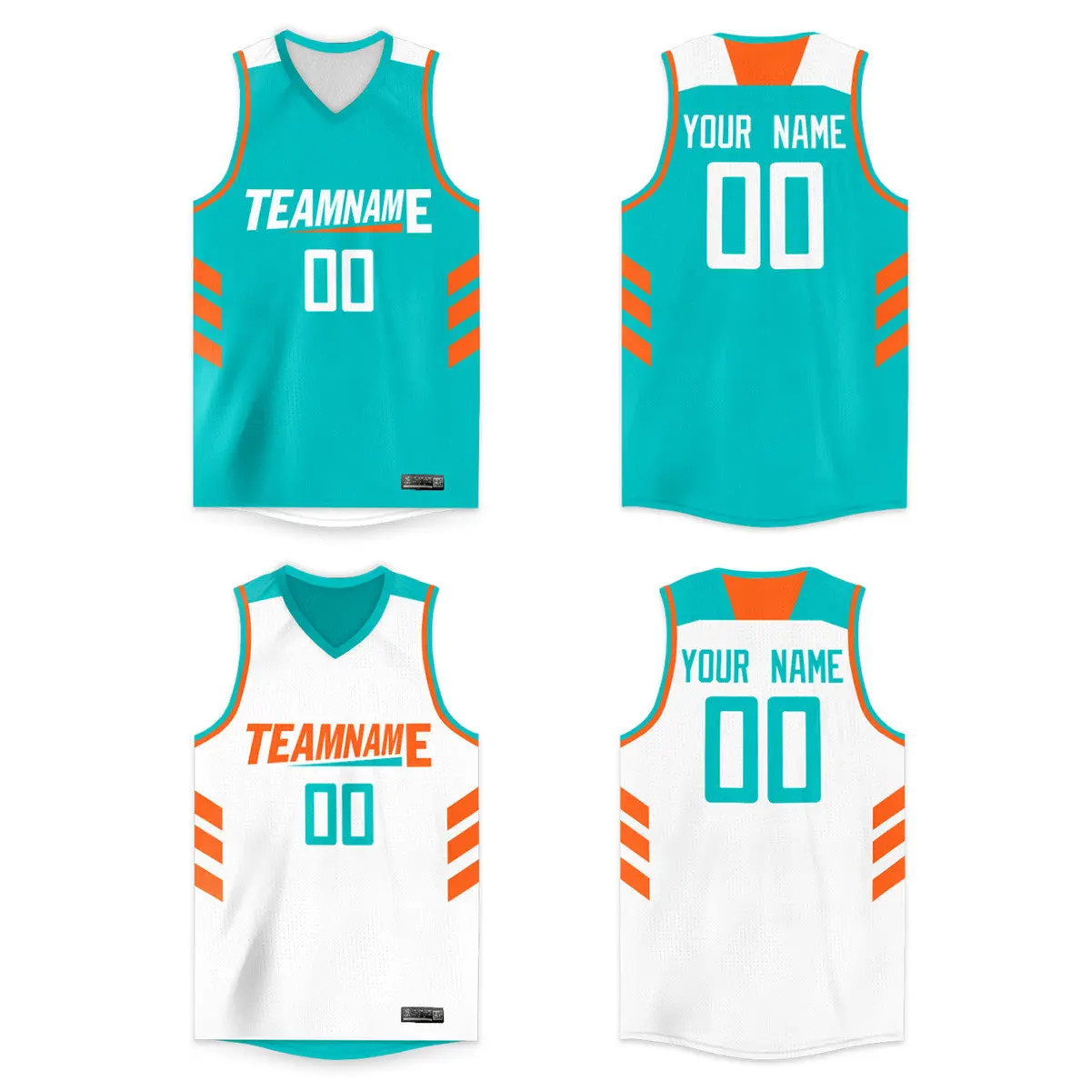 Aqua White Double Side Tops Men/Boy Basketball Jersey