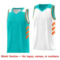 Aqua White Double Side Tops Men/Boy Basketball Jersey 3