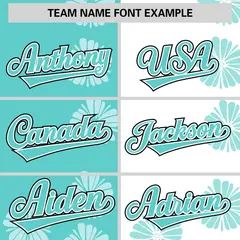 Aqua White Flower Graffiti Split Baseball Jersey 3