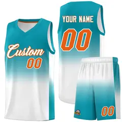 Aqua White Gradient Fashion Basketball Jersey 1