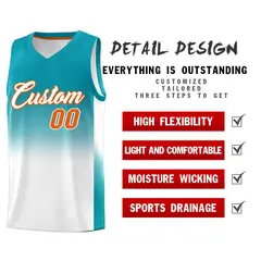 Aqua White Gradient Fashion Basketball Jersey 2