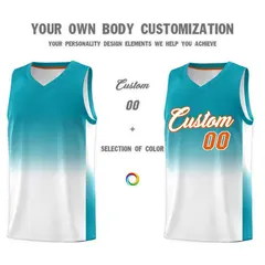 Aqua White Gradient Fashion Basketball Jersey 3